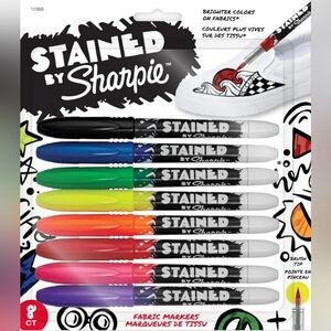 Sharpie Stained Fabric Markers, New Brush Tip, Assorted Colors, 8 Count